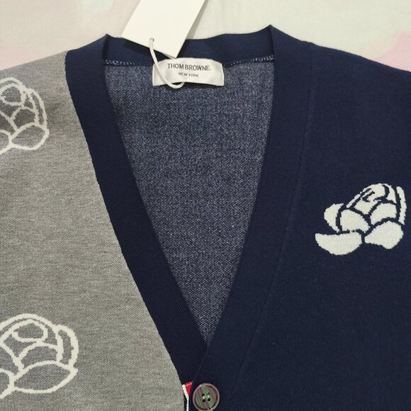 Thom Browne Four-Bar Intarsia Knitted Cardigan - Picture 4 of 7